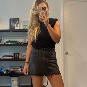 Free People Gray/Black Denim Mini Skirt